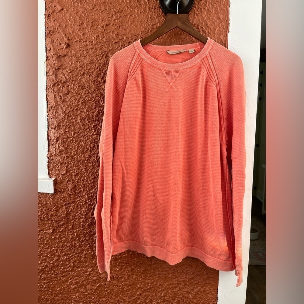 Paradise Collection Men Size Large Coral/ Orange Cotton Crew Tight Knit Sweater